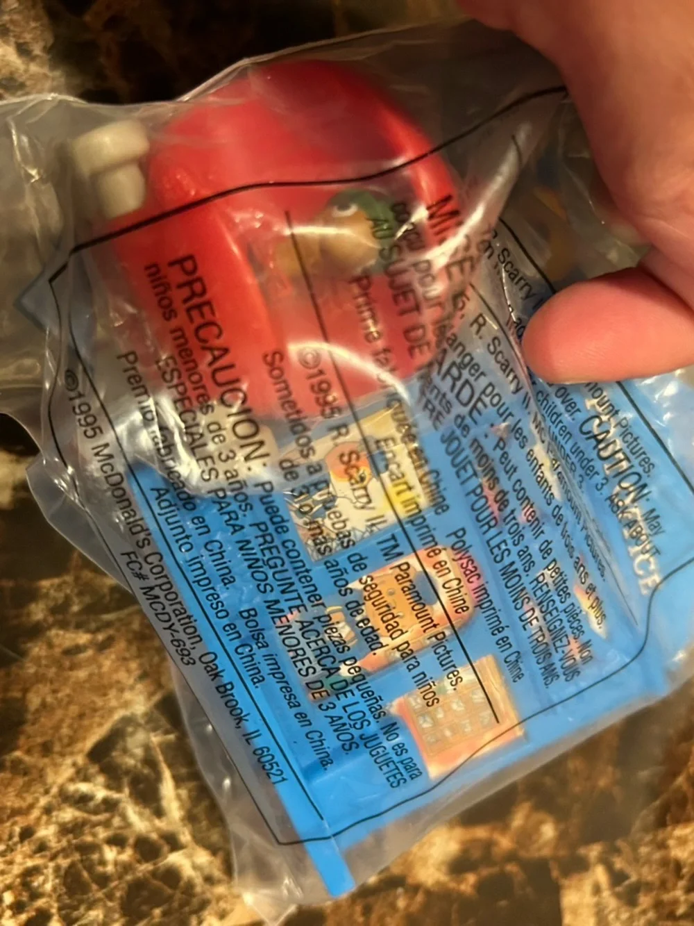 Vintage McDonald's Blue and Yellow Happy Meal Packaged Toy- lowly worm